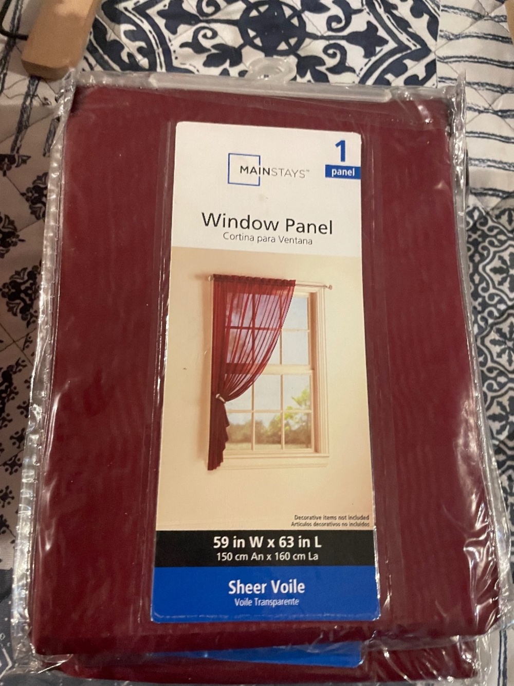 Main stays burgundy 59 x 63 sheer window panels  set of four  NWT
